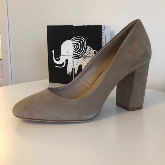 Aldo Nude Suede Block Heel Pumps